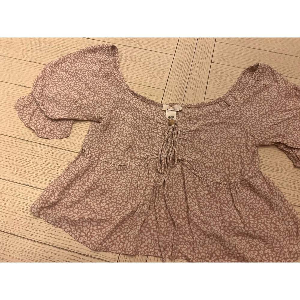Urban Romantics Fairy Crop Ruffle Short Sleeve Coquette Girl Top L Boho Chic